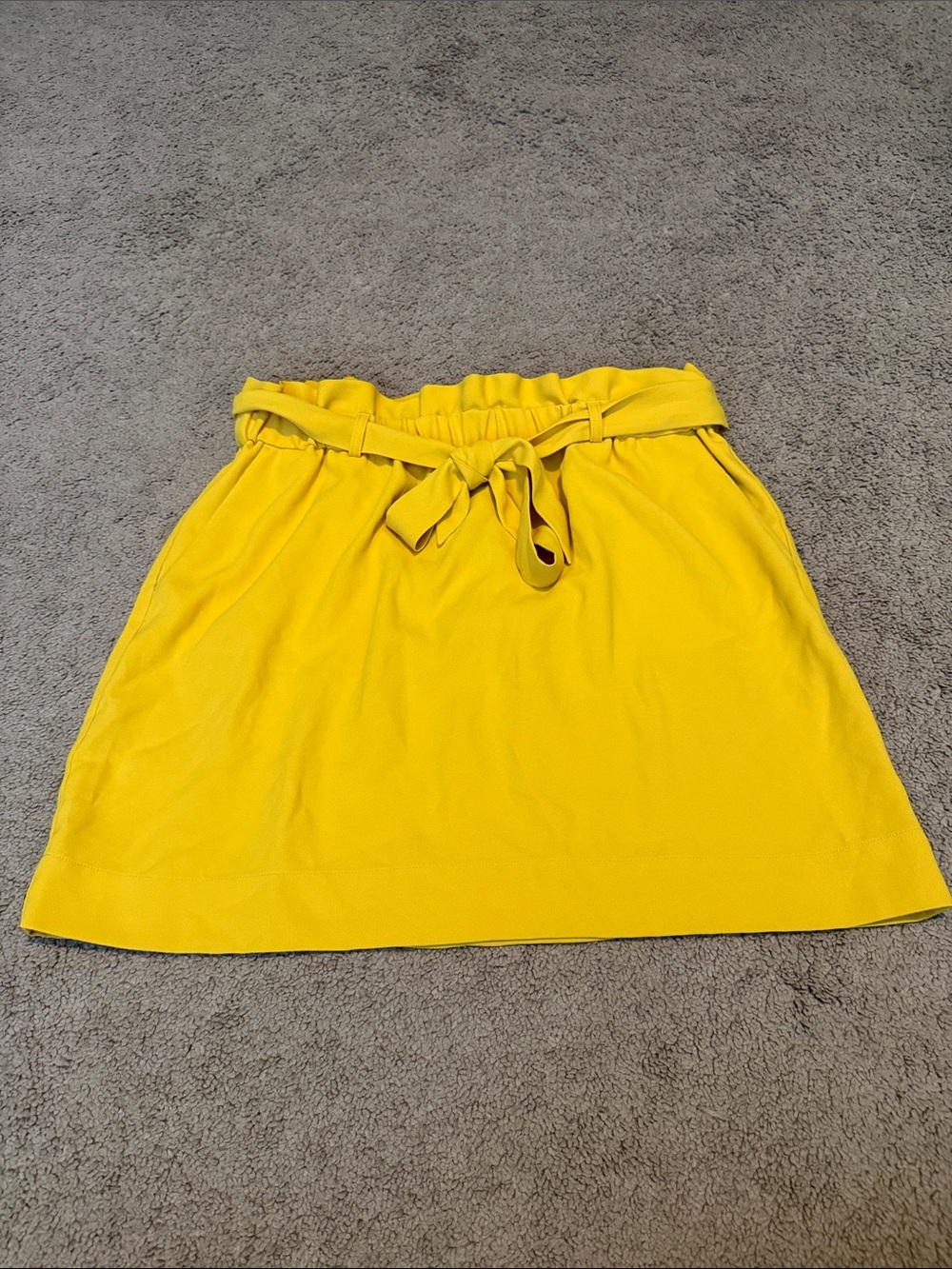 Express Yellow Paperbag Waist A-Line Skirt with Tie